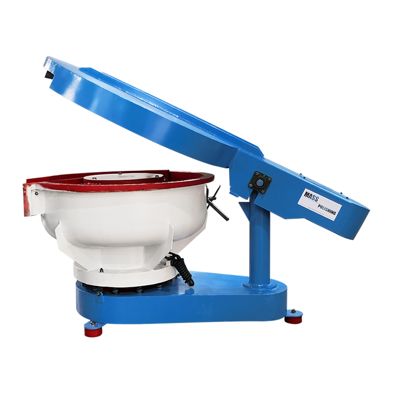 Small vibratory deburring machine with automatic separator and manual soundproof cover