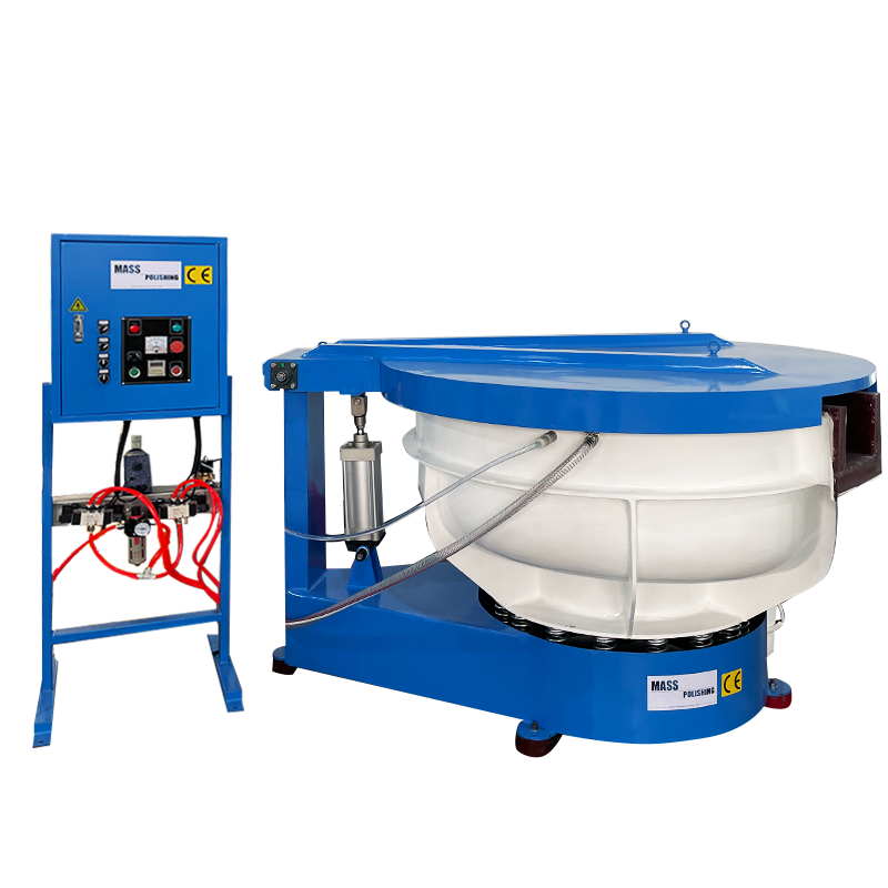 Medium vibratory finishing machine with automatic separator and soundproof cover