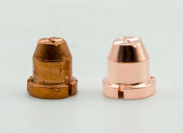 Copper parts before and after